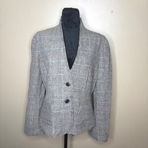 Banana Republic Women Plaid Blazer Jacket Size 12 Wool‎ Blend Preppy Career